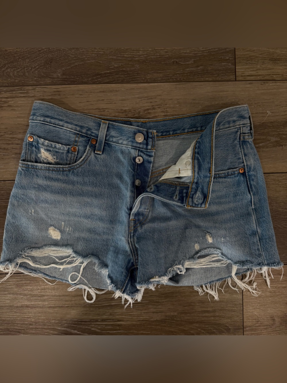 Levi's Distressed Blue Denim Jean Shorts